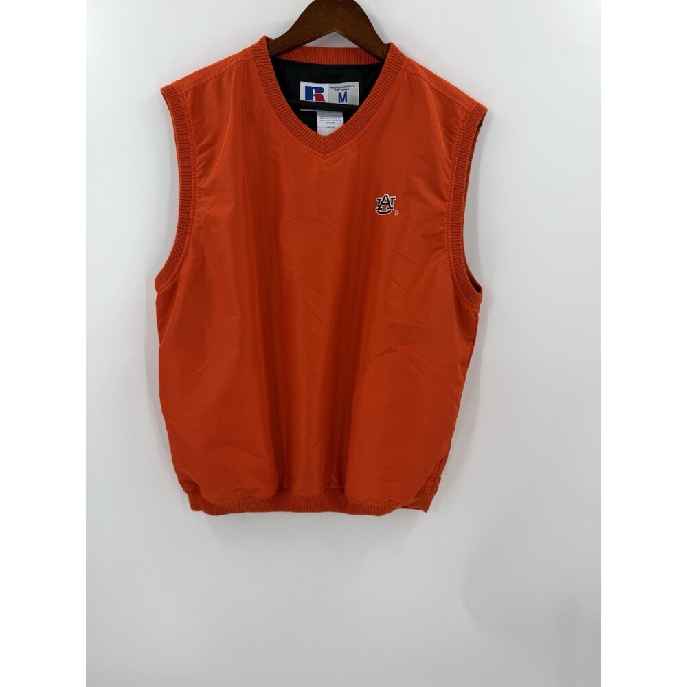 Russell Athletic Vest Windbreaker MEDIUM Orange Auburn University Embroidered